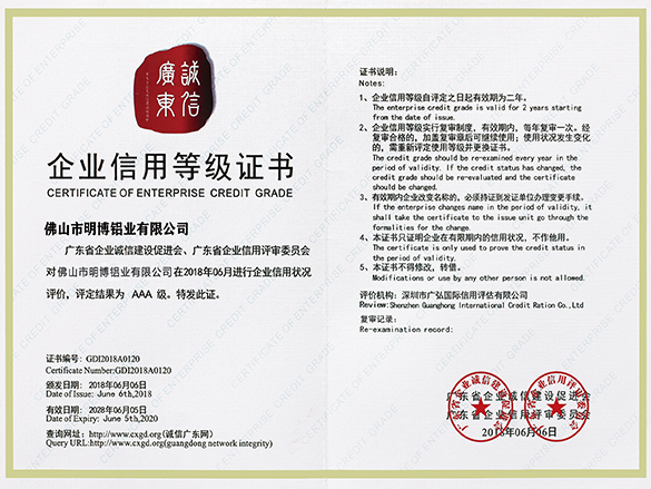 企業(yè)信用等級證書
